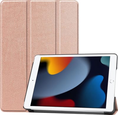 Hoesje - Geschikt voor Apple iPad 9 (2021) - 10.2 inch - 9e Generatie - Dun & Stevig - Hardcover Book Case - Trifold Bookcase Hoes - Hard Cover - Tablethoes - Rosé goud