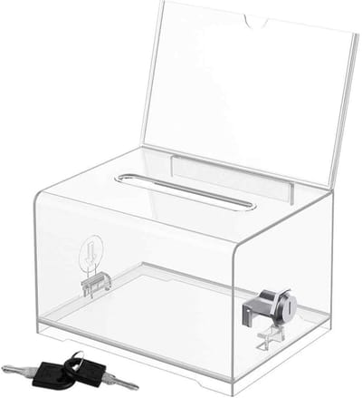 longziming -Transparante acryl donatie- en stembus – Veilig met slot, stevige spaar- en inzamelbox voor vergaderingen, evenementen, scholen en gemeenschappen