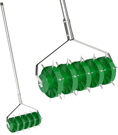 ECTEATOY® Gazonbeluchter - Gazonbeluchter met prikrol en afneembare steel van 100 cm - 45 cm breed, handmatige gazonbeluchter