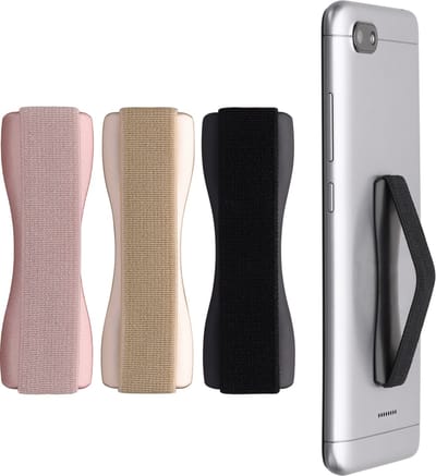 kwmobile vingerhouder voor smartphone - Vingergreep voor telefoon - Zelfklevende finger holder - Set van 3 - In zwart / roségoud / goud