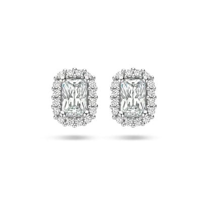Zilver Gerhodineerd Oorknoppen Zirkonia Halo 1335363