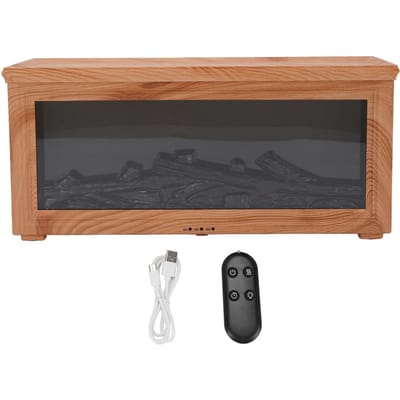 Diffuseur d'aromathérapie pour cheminée en bois avec réservoir d'eau de 180 ml, simulation de flamme, humidificateur essentiel Light black