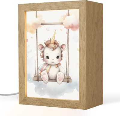 Nachtlampje 15x20 cm - Kinder lampje - Eenhoorn - Dier - Kinderen - Unicorn - Tafellamp kinderkamer - Slaapkamer lamp - Bedlamp kinderen - Kinderlampje stopcontact - Wandlamp babykamer - Nachtlampjes