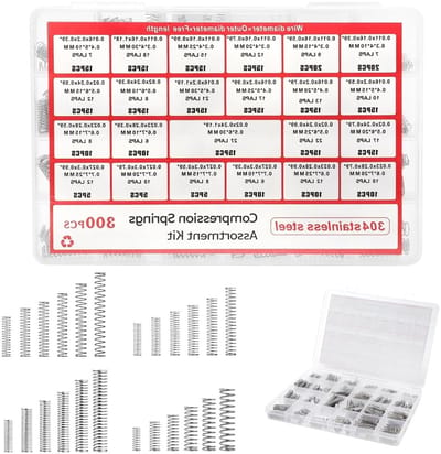 Dailygoods - HENGBIRD Drukveer, trekveer, set 300 stuks, 304 roestvrij staal, 23 maten, springbox, duurzame veerset voor doe-het-zelf reparatie, elektronica, fietssengordijn, garage