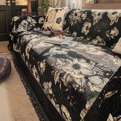 Franse Retro Bankhoes Stof voor Alle Seizoenen, Volledige Hoes Bankdeken, Licht Luxe en Hoogwaardig Gevoel, Wasbare Stofdichte Bankhanddoek 180*130cm gray
