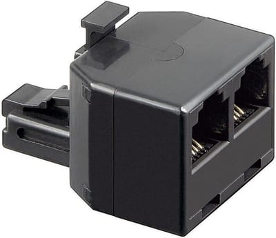 RJ12 (m) - 2x RJ12 (v) telefoon splitter / zwart
