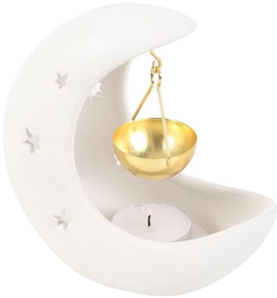 Hanging Oil Burner met Halve Maan Ontwerp - Oliebrander voor Etherische Oliën en Wax Melts in Wit