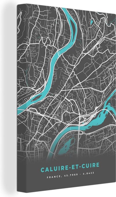 Canvas Schilderij Caluire-et-Cuire - Frankrijk - Stadskaart - Kaart - Plattegrond - 20x30 cm - Wanddecoratie