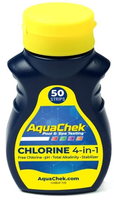 AquaChek 4-in-1 Teststrips voor Vrij Chloor, pH, Totale Alkaliniteit en Cyanuurzuur (50 strips)