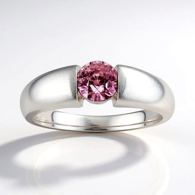 Cavill - Zilveren Ring met Champagne Zirkoon 0,789 ct - 925 Sterling Zilver Geplatineerd - Ronde Briljant Slijpsel - Elegant Minimalistisch Design