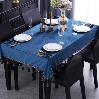 Vintage Groen Fluweel Tafelkleed Rechthoekig Eettafel Feest Tafelkleed Zachte Kwast Blauwe Vierkante Doek 60x60cm-Square