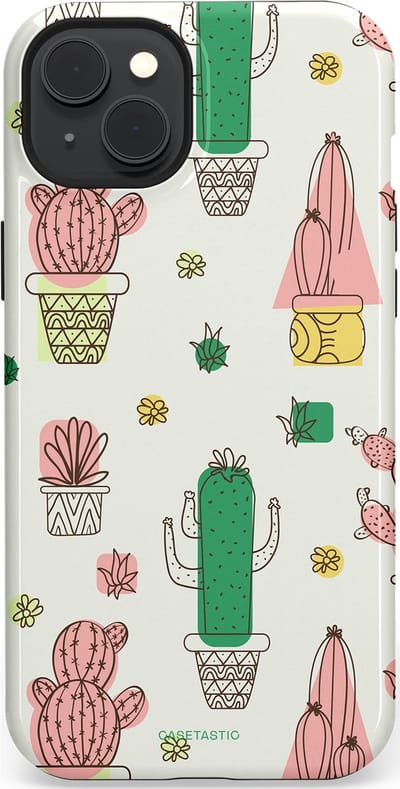 Casetastic Hoesje Geschikt voor Apple iPhone 15 Plus Magsafe - Stijlvolle Beschermende Duo-layer Case - Vrolijke cactus