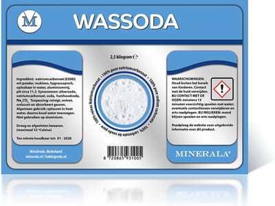 Minerala Wassoda - 2,5 kg - Natriumcarbonaat - Wasmiddel - Reinigings- en schoonmaakmiddel - Milieuvriendelijk - Hersluitbare verpakking-