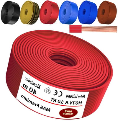Aderleiding H07 V-K - Enkeladerige kabel Flexibel - Elektrische installaties - Meerdradige koperen geleiding - 10 mm² 40m - Rood