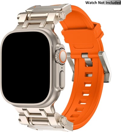 Stravo Explorer Outdoor Sportbandje van Siliconen – Geschikt voor Apple Watch 49mm (Ultra 1/2/3), 46mm (Series 11/10), 45mm (Series 9/8/7), 44mm (Series 6/5/4, SE 1/2/3) – Stravo Explorer Outdoor Sportbandje van Siliconen – Oranje