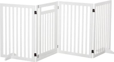 PawHut hondenhek - inklapbaar - met steunpoten - 81 cm hoog - wit
