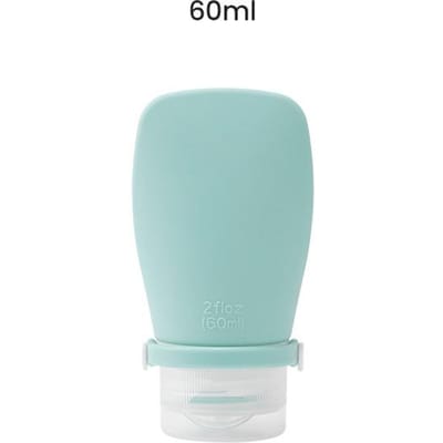 Bouteilles de voyage en silicone de 60 ml, bouteilles de rangement, bouteilles étanches et rechargeables pour shampoings et produits de soins de la peau bleu