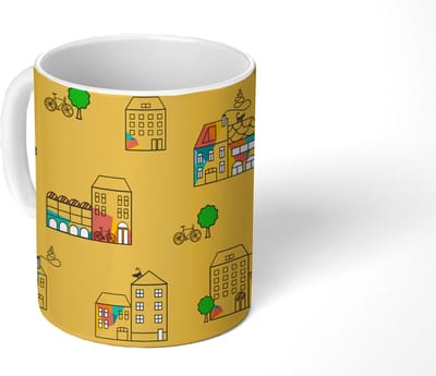 Mok - Koffiemok - Zomer - Patronen - City - Mokken - 350 ML - Beker - Koffiemokken - Theemok
