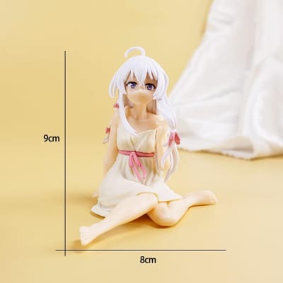 Nieuwe Anime Wandering Witch: De Reis Elaina Figuur PVC Pyjama zittende houding Model Speelgoed Computer centrale bediening hanger beige