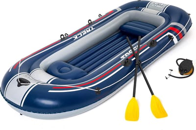 Opblaasbare Rubberboot voor 3 Personen + Kind - Stevige Visboot met Peddel en Pomp