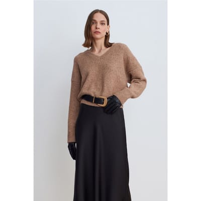 Dames V-hals Ribbels Breiselsweater