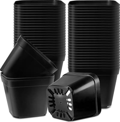 SnelShoppen - Potten voor zaadjes 10 cm - 50 stuks plastic plantenkwekerijpotten - Vierkante bloemplantencontainers voor fruit, groenten, kruiden, vet