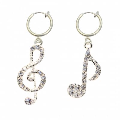 Klem oorbellen- strass- muzieknoten- zilverkleur-geen gaatje-Charme Bijoux