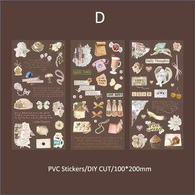 Journamm 3 stuks/pak Vintage Stickers Collage Scrapbooking Materialen DIY CUT Decor Junk Journal Waterdicht PET Esthetiek Stickers