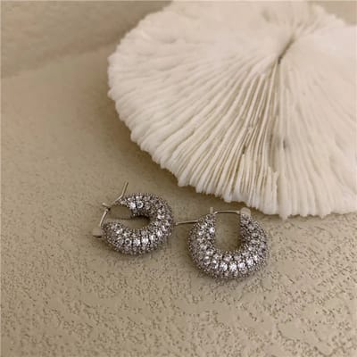 Fliex - oorringen - steentjes - 13mm - Zilverkleurig