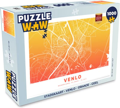 Puzzel Stadskaart - Venlo - Oranje - Geel - Legpuzzel - Puzzel 1000 stukjes volwassenen - Plattegrond