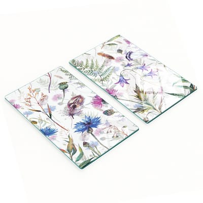 Multifunctionele decoratieve glazen snijplanken voor de keuken met wilde bloemen, 2x30x52 cm