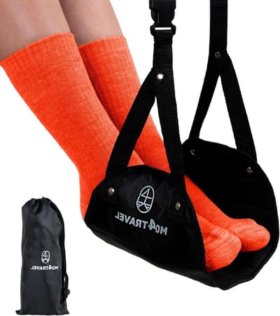 Vliegtuig voetsteun - Vlieg hangmat - Comfortabel reizen - Licht en compact - 1679 x 399 cm - Zwart