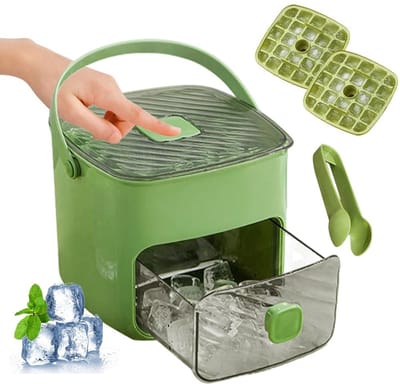 Dailygoods- IJsblokjesmachine 48 vakjes - Herbruikbare IJsblokjesvormset - Persdeksel - Opbergdoos - Hygiënische IJstang - BPA-vrij Materiaal - Ijsblokjesvorm