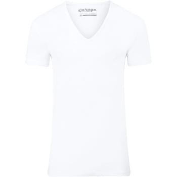 Garage 206 - Bodyfit T-shirt diepe V-hals korte mouw wit XXL 95% katoen 5% elastan