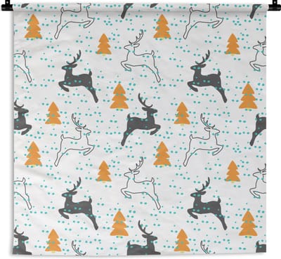 Wandkleed - Wanddoek - Hert - Patroon - Boom - 180x180 cm - Wandtapijt
