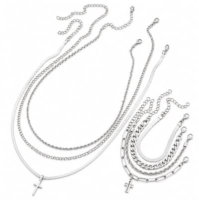 EmmyRovi 7-Delige Sieradenset Dames – Kettingen en Armbanden Set – Stainless Steel
