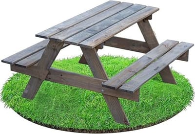 Verte Kinder Picknicktafel - Houten Picknicktafelset voor Kinderen – 2 Bankjes – Grijs – Zitgroep voor Binnen en Buiten
