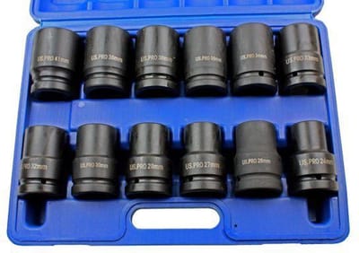 Krachtdoppenset 6-kant diep 1" 24-41 mm 12-delig