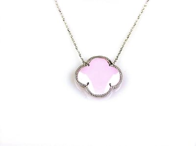 model Fiori klein ketting in zilver lichtroze klaver