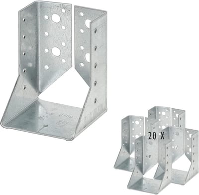 20 x siwitec balkdrager type B 60 x 100 mm, Sendzimir verzinkt, CE-markering, materiaaldikte 2 mm, weerbestendige houtverbinder, paalschoenen, balkverbinder