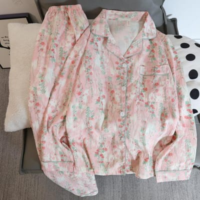 Nieuwe Herfst Dames Pyjama Set Casual Faux Katoen Dames Zoete Pyjama Lange Mouwen Nachtkleding Nachtkleding Koreaanse Pijamas voor Meisje M gray