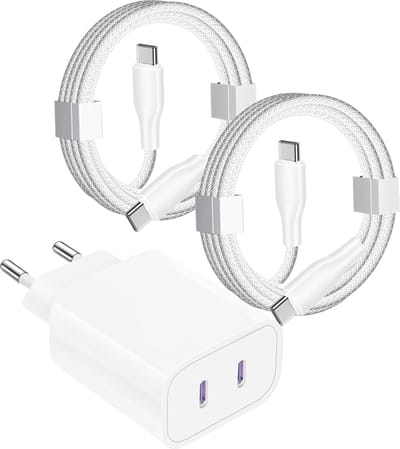 Snel Oplader geschikt voor Samsung - Dual Snellader met USB-C Kabels 3 Meter