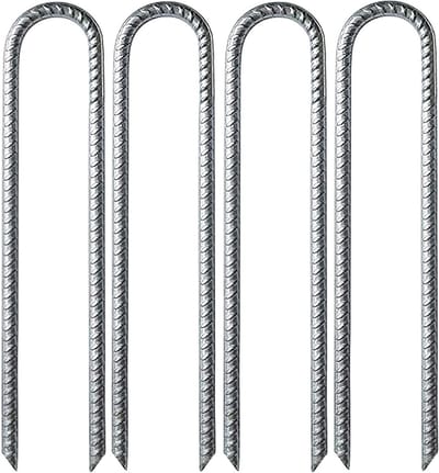 U-vormige gegalvaniseerde stalen grondpennen, 4-pack zware landscape stakes voor tenten, trampolines en schaduwdoeken