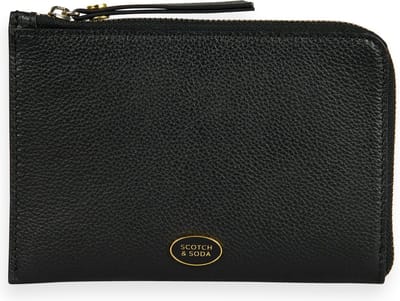 SCOTCH & SODA Leren Identiteitskaarthoesje Leather Travel Wallet Black Zwart