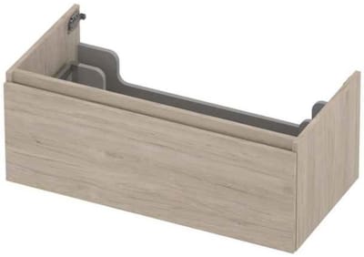 INK - Onderkast 1 Lade Greeploos met Houten Keerlijst - 900x450x350 Mm - Ivoor Eiken