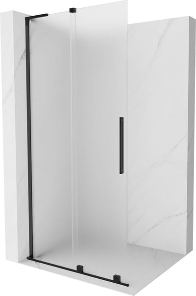 Mexen Velar L schuifbare douchewand Walk-in 90 x 200 , matglas 8 mm, zwart - 871-090-003-33-70