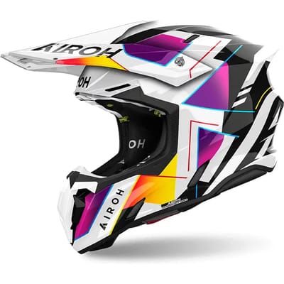 Airoh Twist 3 Rainbow Wit Paars Offroad Helm - Helm