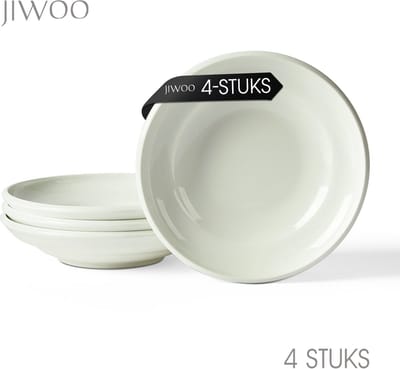 Pastabord set van 4 (Ø22 cm / 8,5inch), Diepe borden, Soepborden, Serviesset 4 persoons, Geschikt voor Restaurants, Horeca, Feest, Familiefeesten, Banketten en Picknicks, Magnetron-vaatwasserbestendig, Keramiek