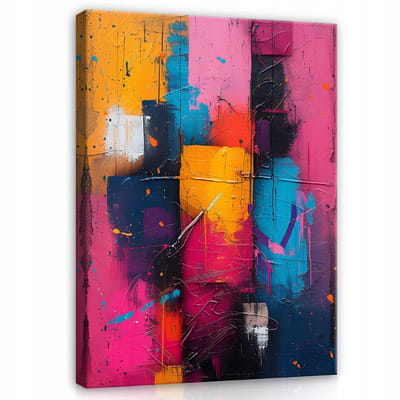 WALLARENA - Canvas schilderij - 100x70 cm - kleurrijke moderne abstracte afbeelding voor slaapkamer en woonkamer
