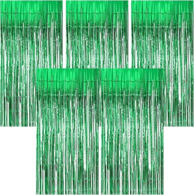 Lametta glittergordijnen - Folie franje gordijn - Feestelijke decoratie - Eenvoudige bevestiging - 5 stuks - Groen